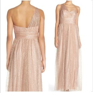 NWOT Watters One shoulder Tulle gown